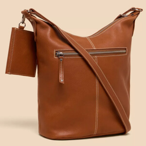 White Stuff Fern Leather Crossbody Mid Tan